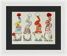 Four Holiday Gnomes - Framed Print