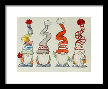 Four Holiday Gnomes - Framed Print
