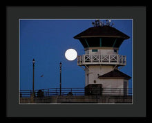 Full moon over HB Pier - Framed Print