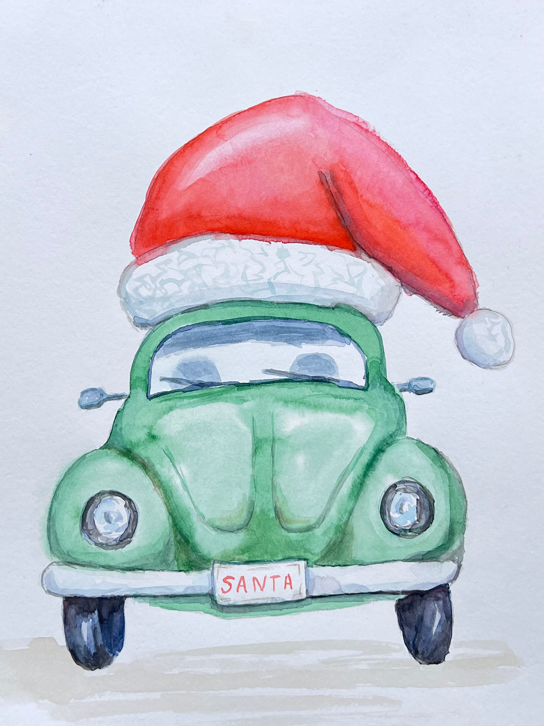 Holiday Santa VW Original Watercolor