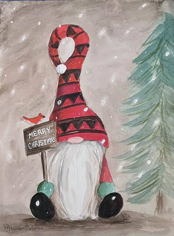 Merry Christmas Gnome - Art Print