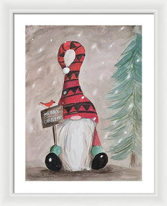 Merry Christmas Gnome - Framed Print