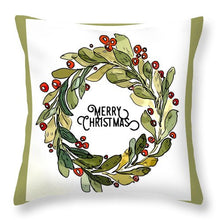 Merry Christmas Wreath - Throw Pillow
