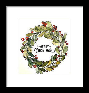 Merry Christmas Wreath - Framed Print