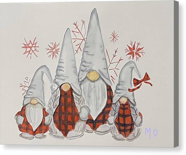 Red Check Gnomes - Canvas Print
