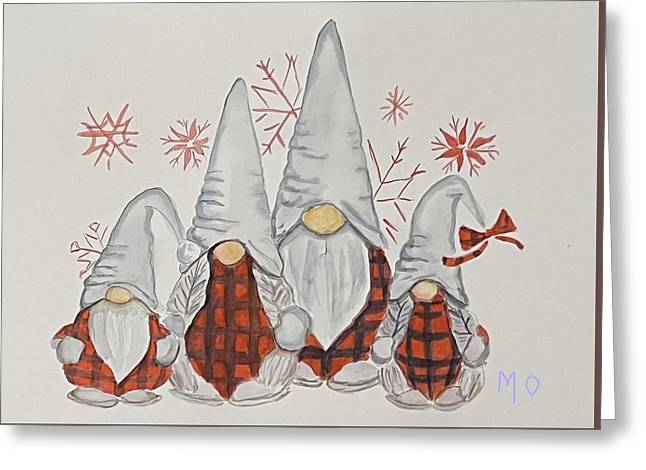 Red Check Gnomes - Greeting Card