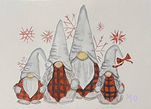 Red Check Gnomes - Art Print