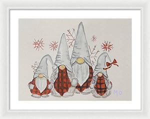 Red Check Gnomes - Framed Print