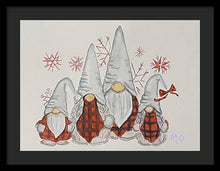 Red Check Gnomes - Framed Print