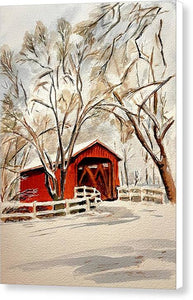 Red Covered Bridge - Canvas Print