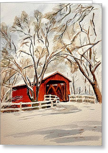Red Covered Bridge - Greeting Card