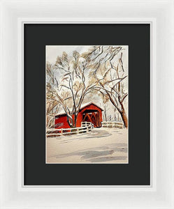 Red Covered Bridge - Framed Print