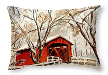 Red Covered Bridge - Throw Pillow