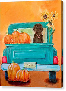 Sadie and the Pumpkin - Canvas Print