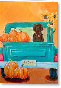 Sadie and the Pumpkin - Greeting Card