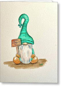 St. Patricks Day Gnome - Greeting Card