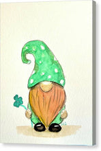 St. Patricks Day Gnome with Clover - Canvas Print