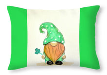 St. Patricks Day Gnome with Clover - Throw Pillow