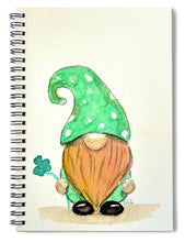 St. Patricks Day Gnome with Clover - Spiral Notebook