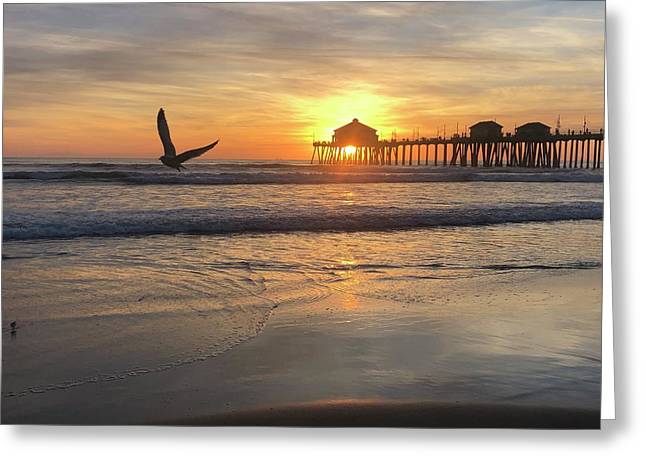 Sunset Huntington Beach - Greeting Card